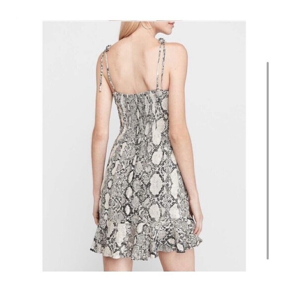 Express Snake Print Ruffles Tank Dress Rayon Size Small ‎ New Flare Short Dress - Picture 2 of 13